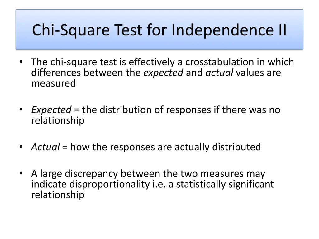 chi square test for independence ii