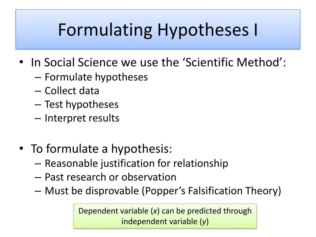 formulating hypotheses i