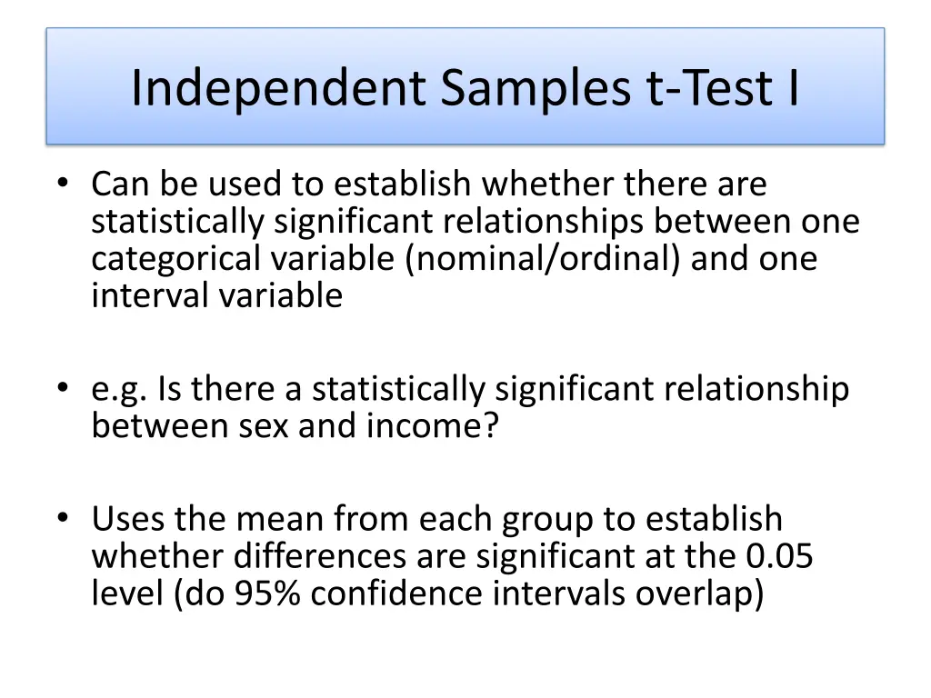 independent samples t test i