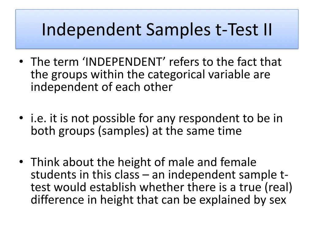 independent samples t test ii