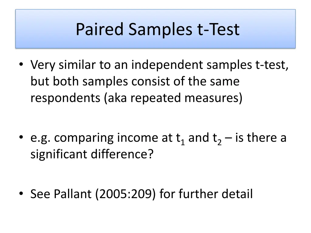 paired samples t test