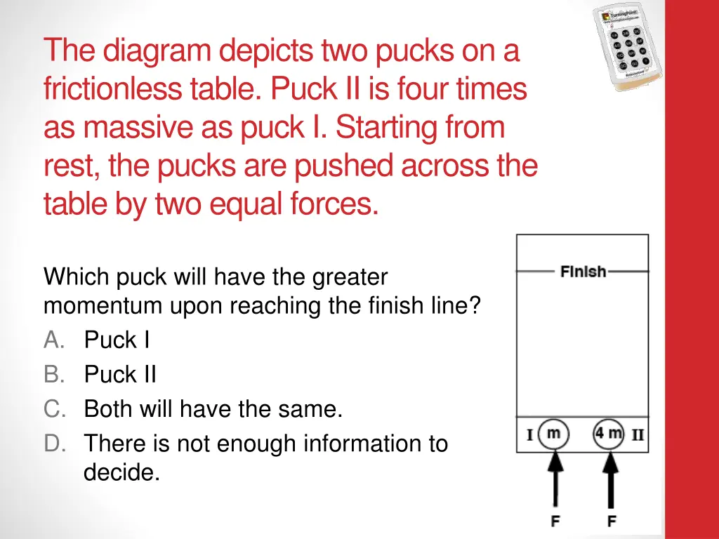 the diagram depicts two pucks on a frictionless 8