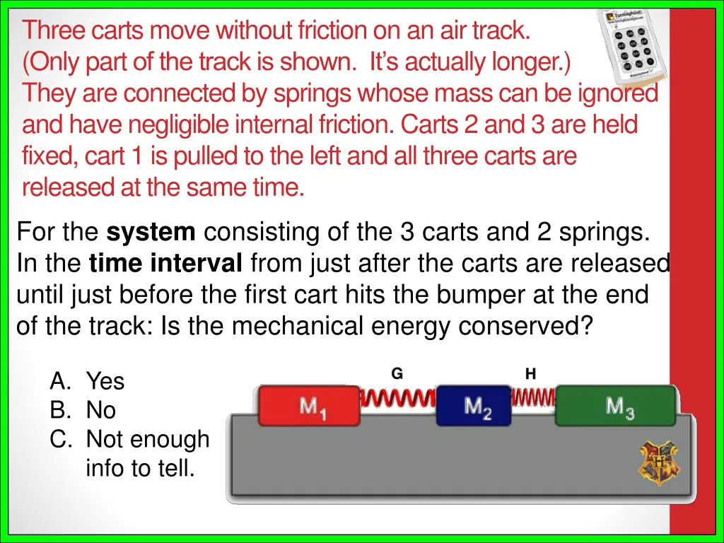 three carts move without friction on an air track