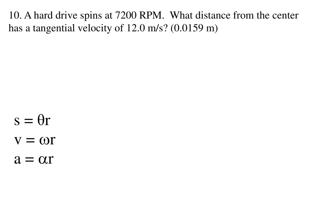 10 a hard drive spins at 7200 rpm what distance