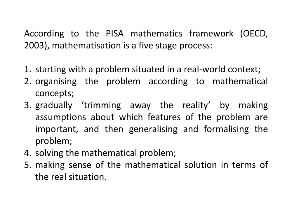 according to the pisa mathematics framework oecd