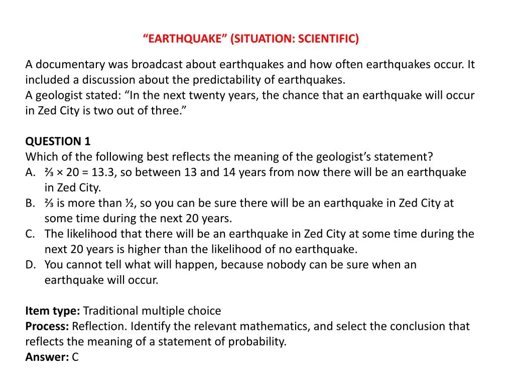 earthquake situation scientific