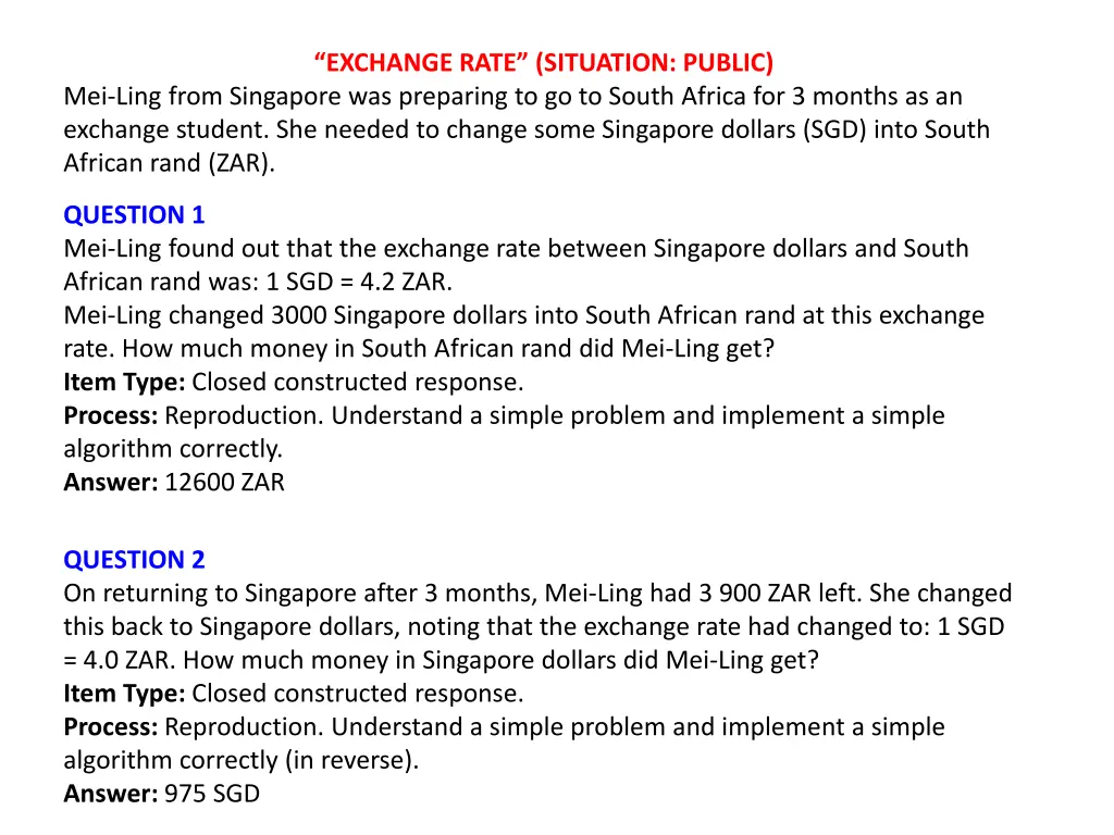 exchange rate situation public