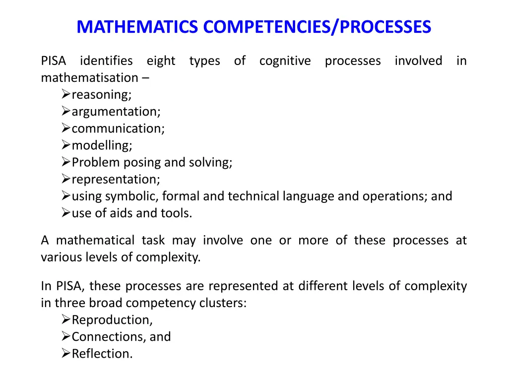 mathematics competencies processes