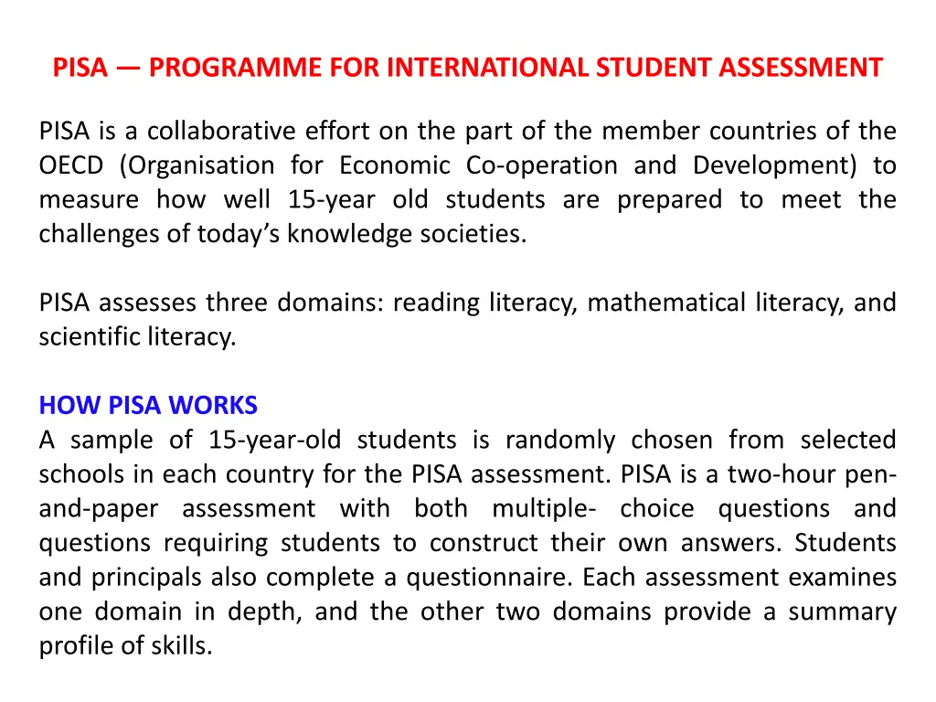 pisa programme for international student