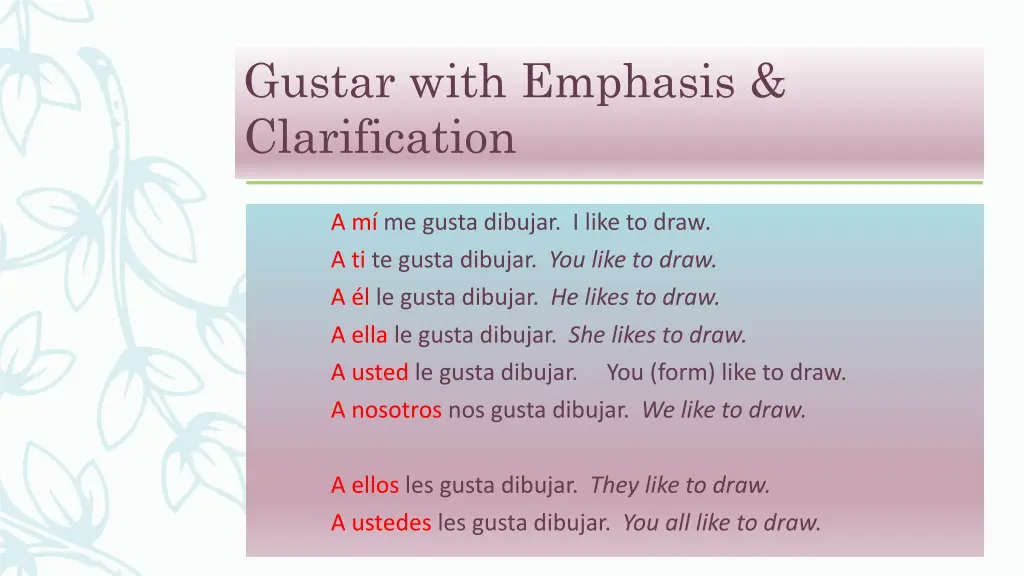 gustar with emphasis clarification 2