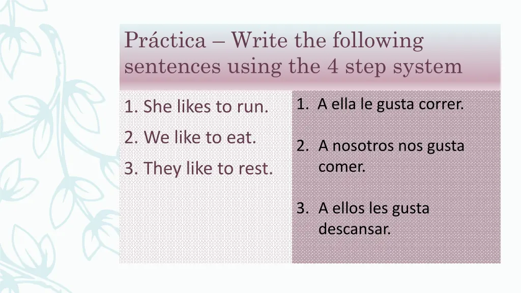 pr ctica write the following sentences using