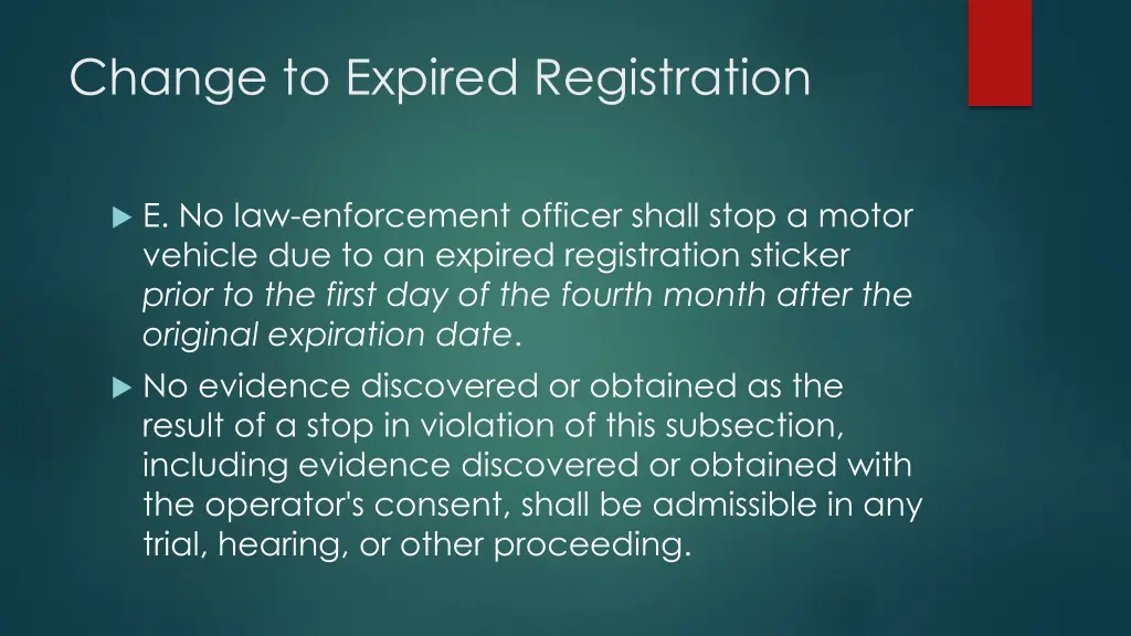 change to expired registration