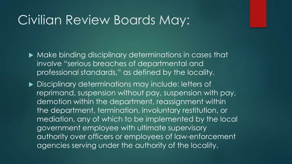 civilian review boards may 1