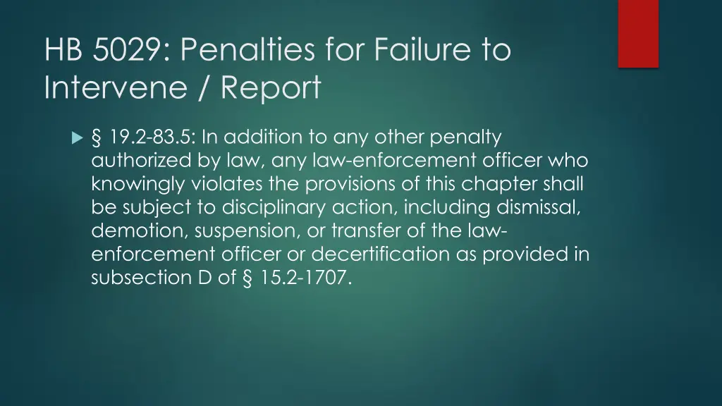 hb 5029 penalties for failure to intervene report