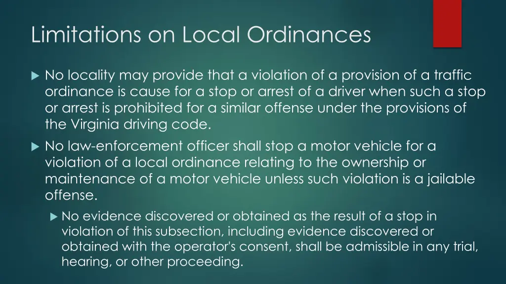 limitations on local ordinances