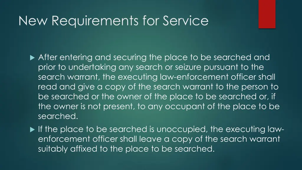 new requirements for service