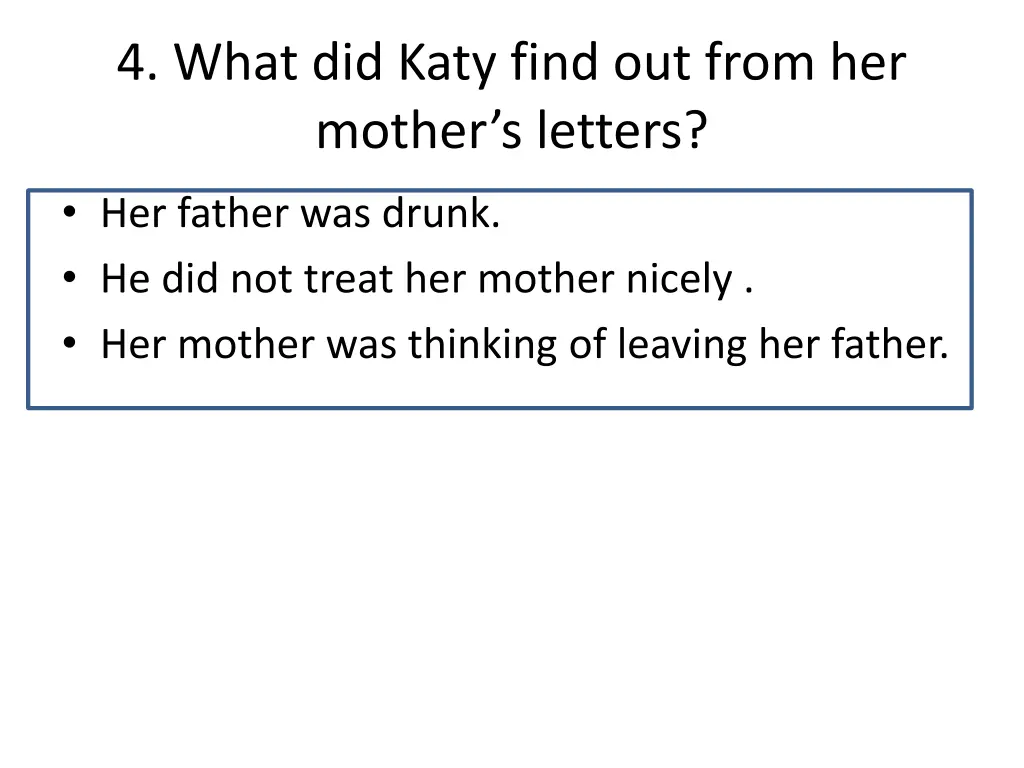 4 what did katy find out from her mother s letters