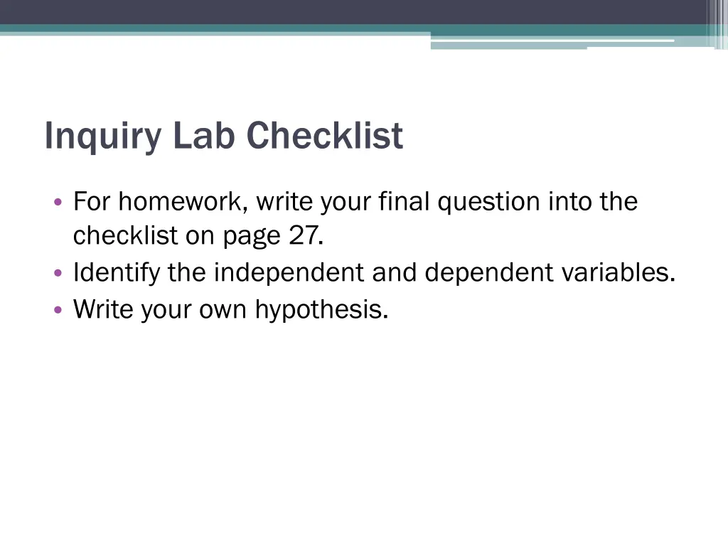 inquiry lab checklist