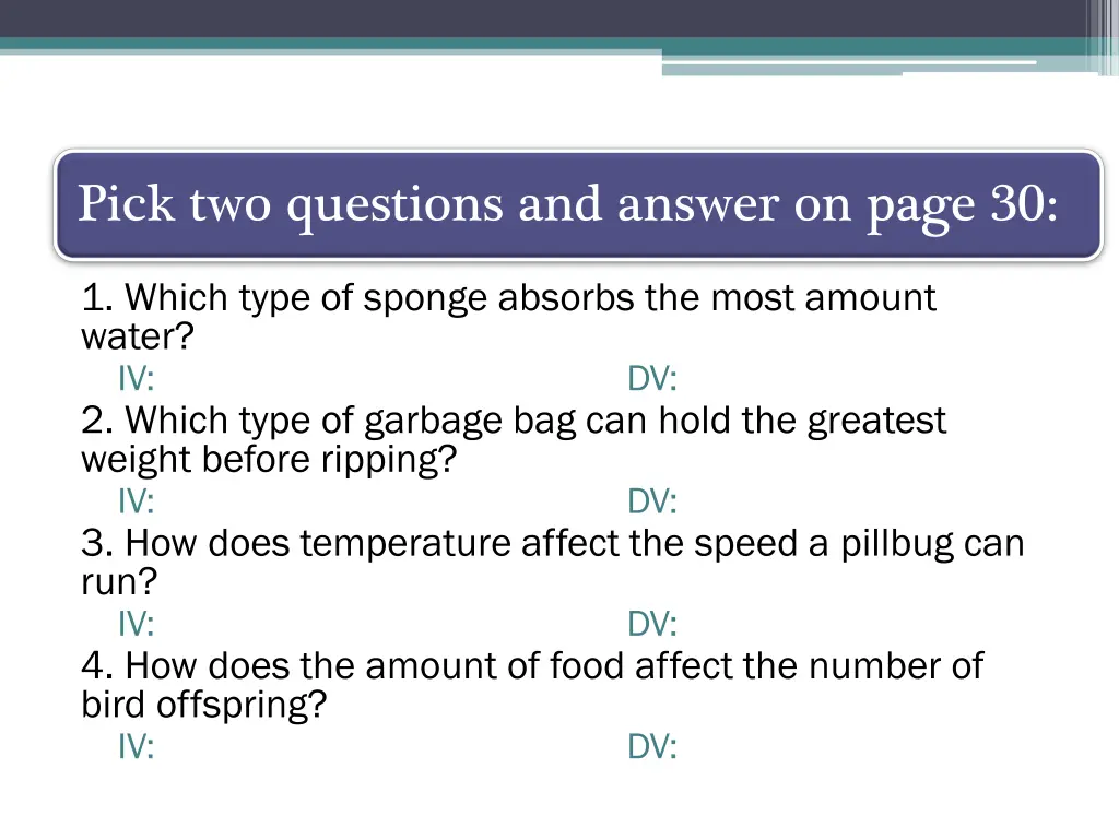 pick two questions and answer on page 30