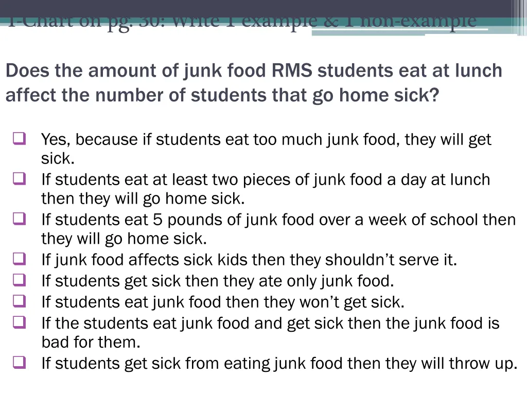 t chart on pg 30 write 1 example 1 non example