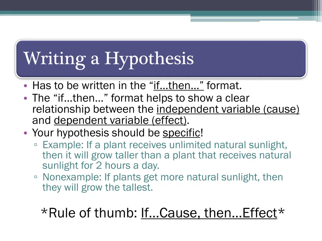 writing a hypothesis