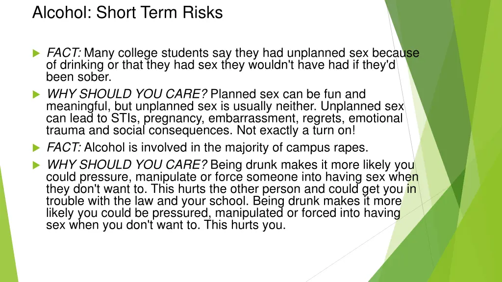 alcohol short term risks