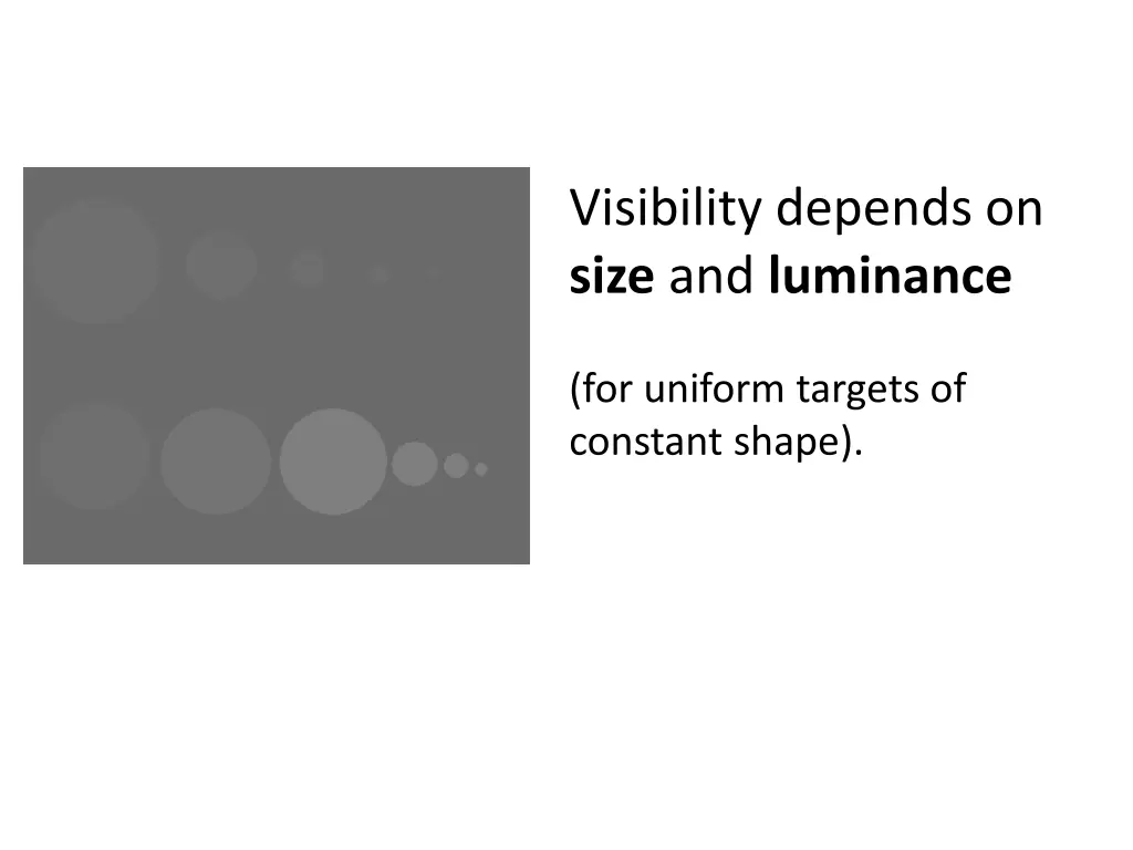 visibility depends on size and luminance