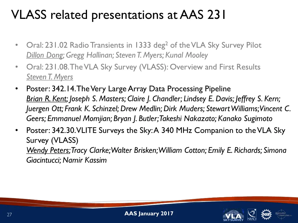 vlass related presentations at aas 231