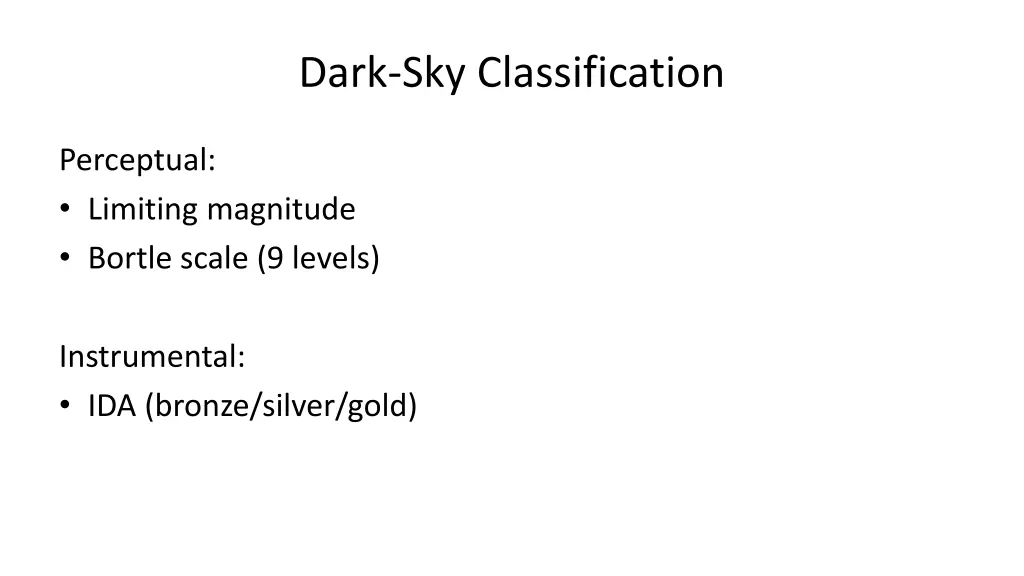 dark sky classification