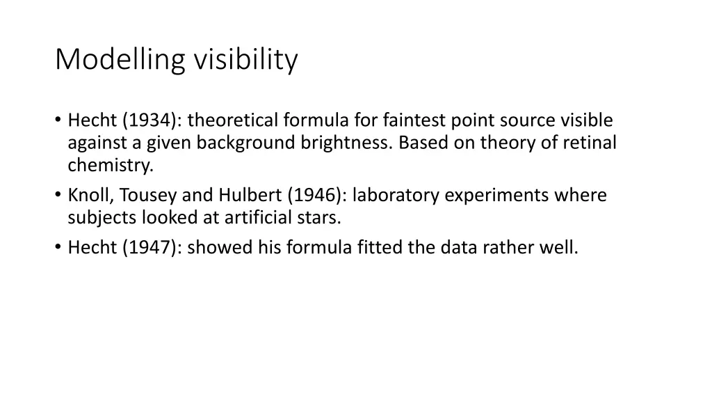 modelling visibility