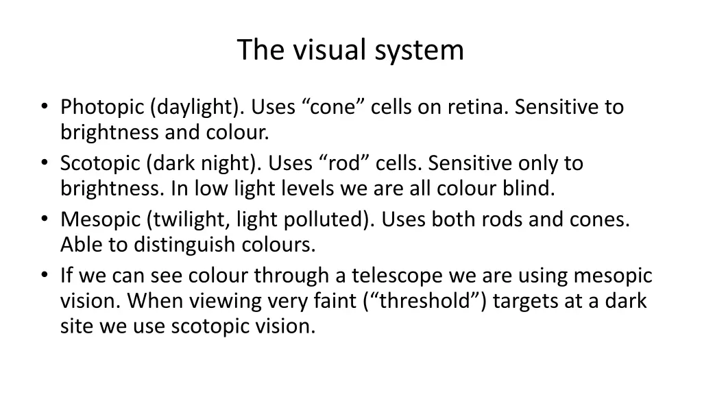 the visual system