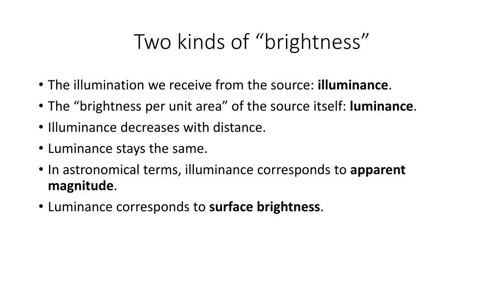 two kinds of brightness