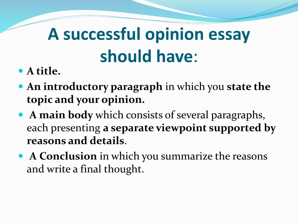 a successful opinion essay should have a title