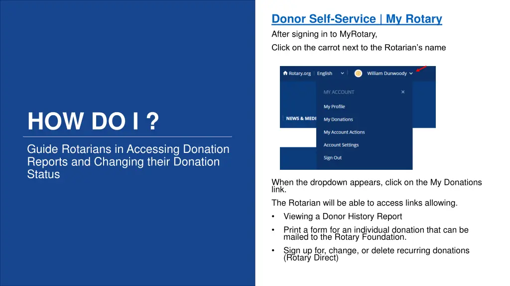 donor self service my rotary after signing