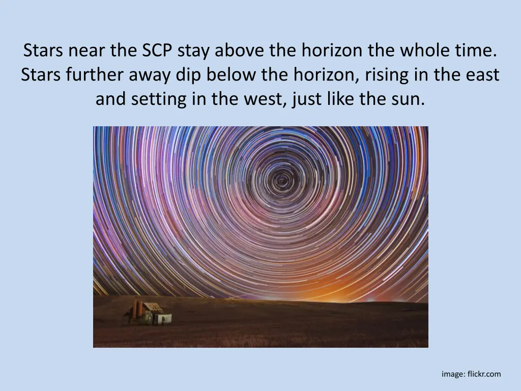 stars near the scp stay above the horizon