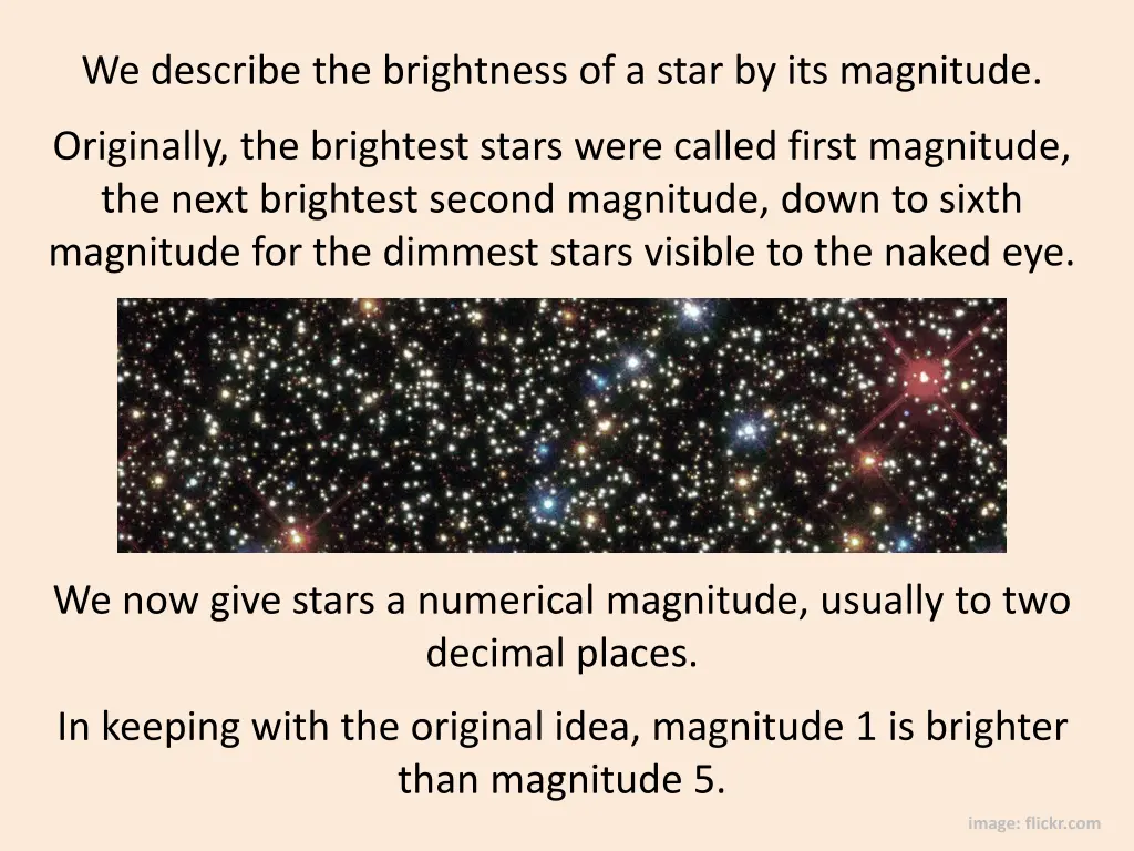 we describe the brightness of a star