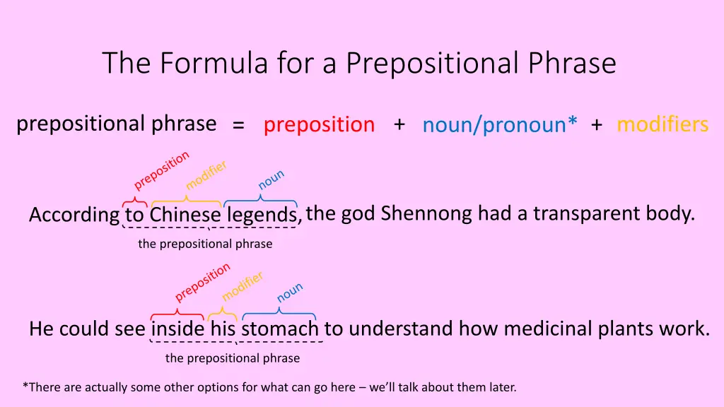 the formula for a prepositional phrase