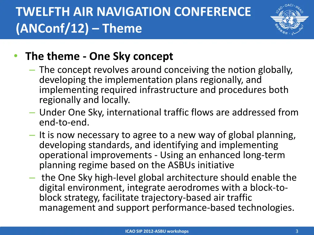 twelfth air navigation conference anconf 12 theme