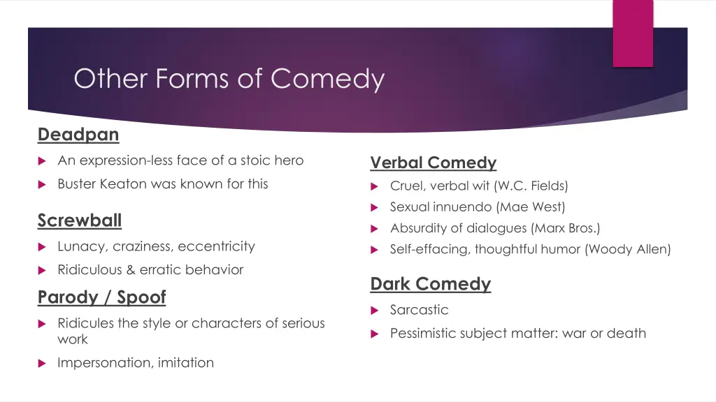 other forms of comedy