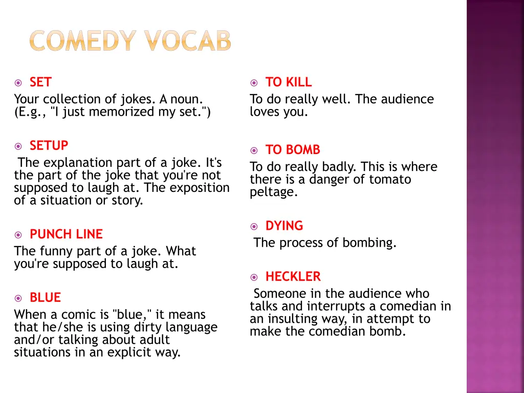 comedy vocab