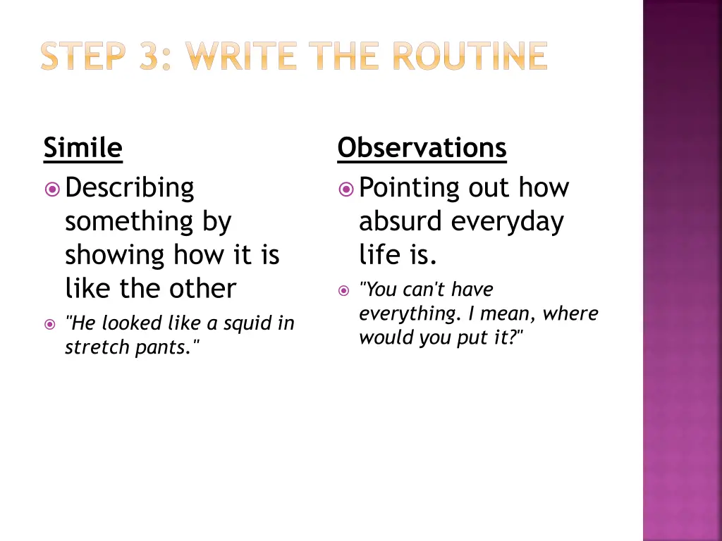 step 3 write the routine 4