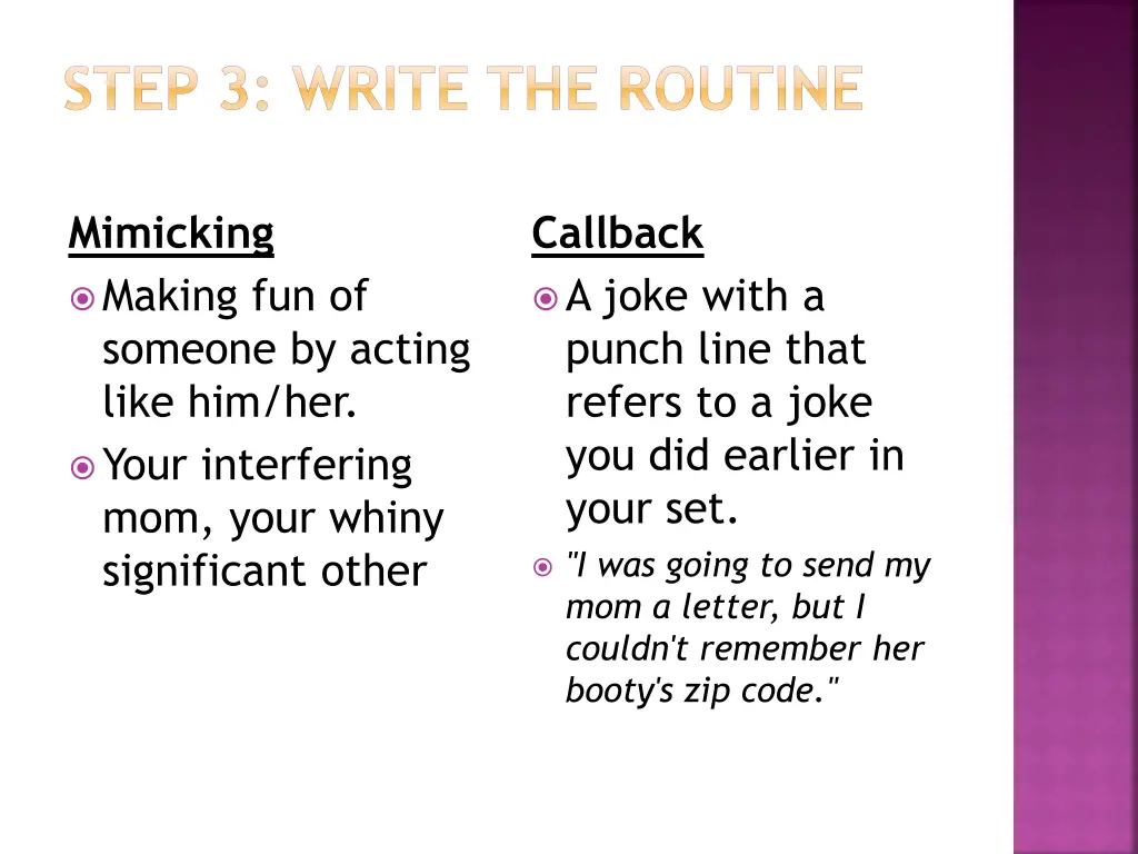 step 3 write the routine 5