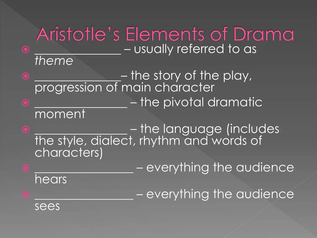 aristotle s elements of drama usually referred