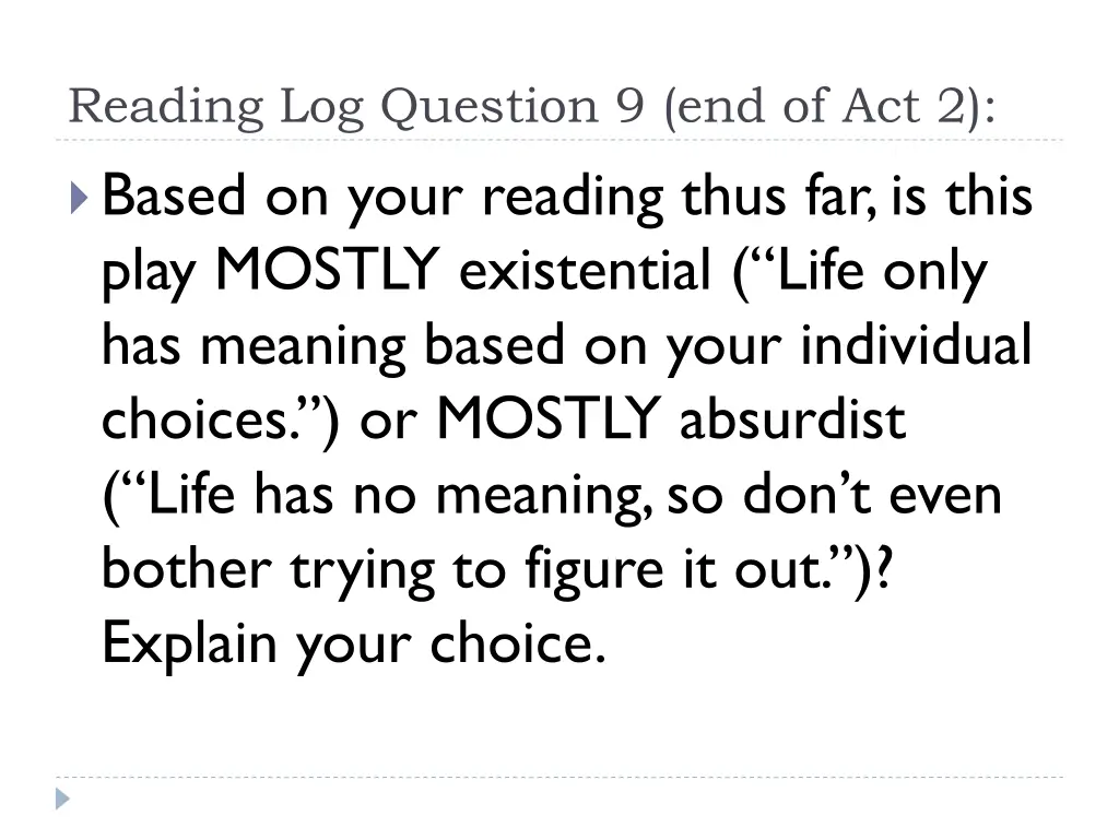 reading log question 9 end of act 2 based on your