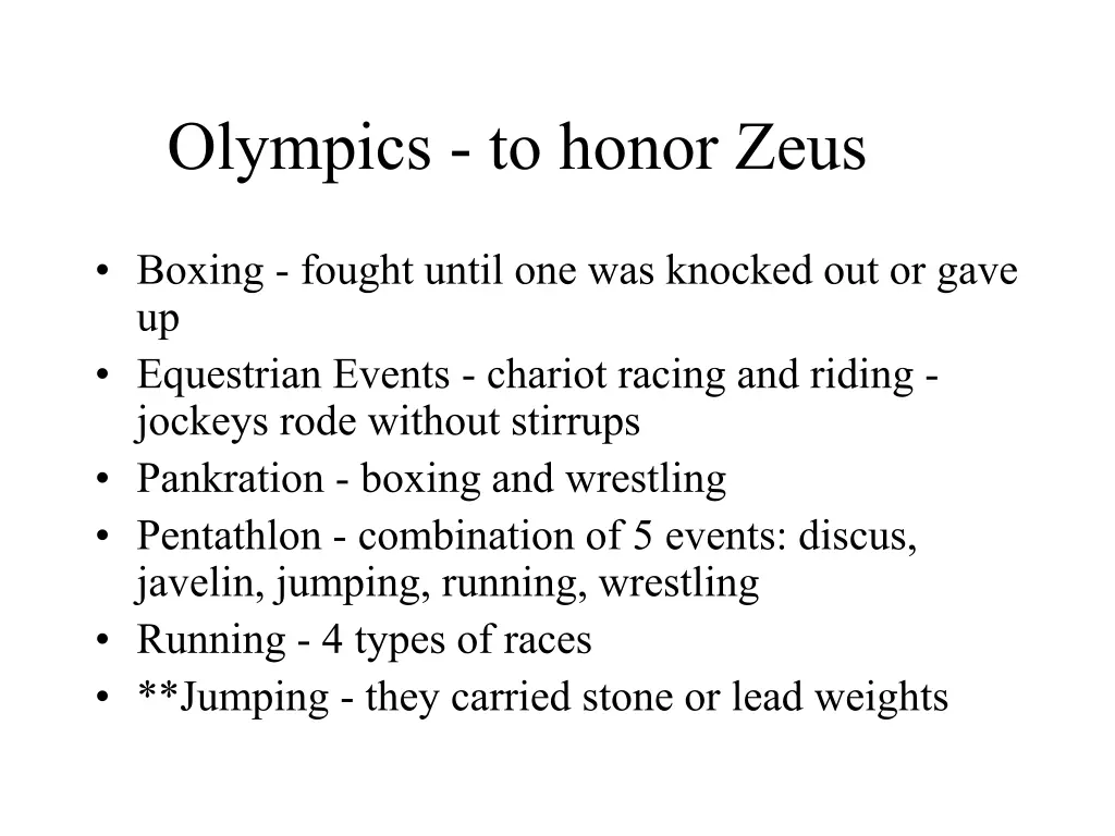 olympics to honor zeus