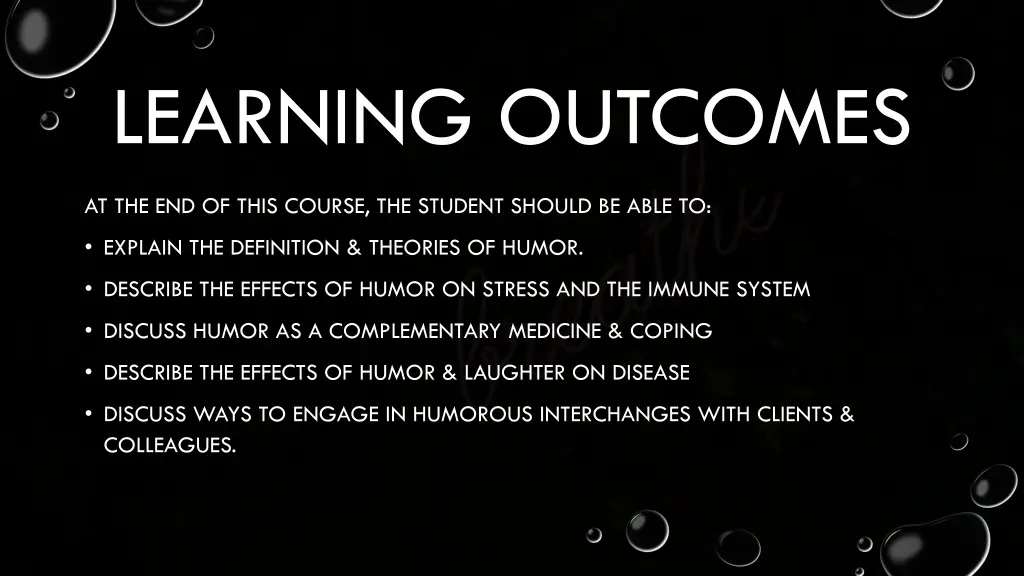 learning outcomes