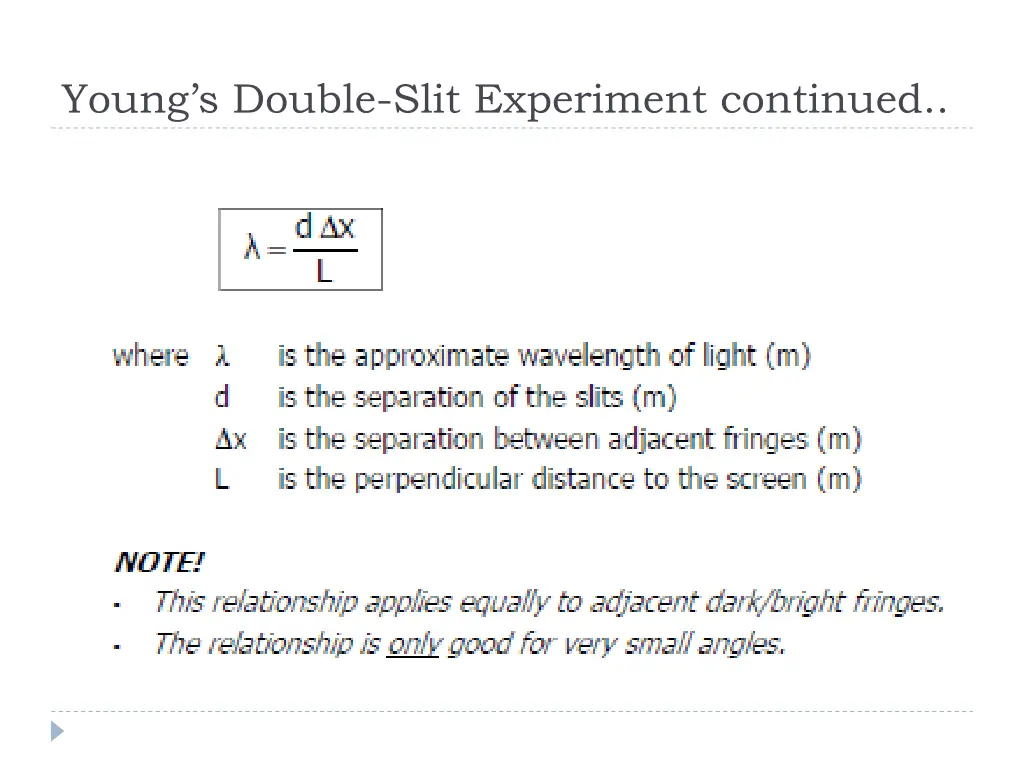 young s double slit experiment continued