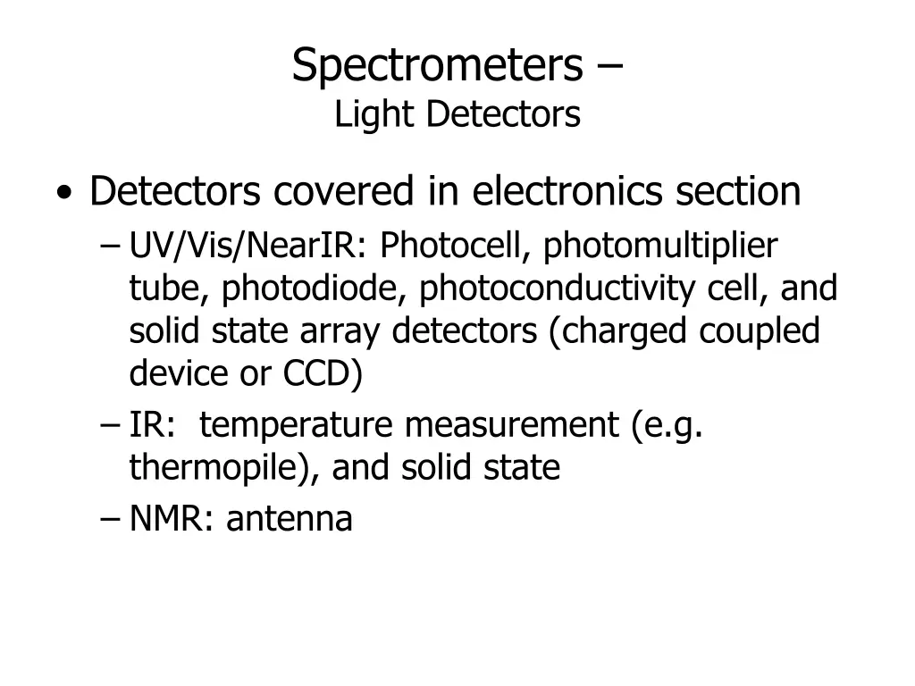 spectrometers light detectors