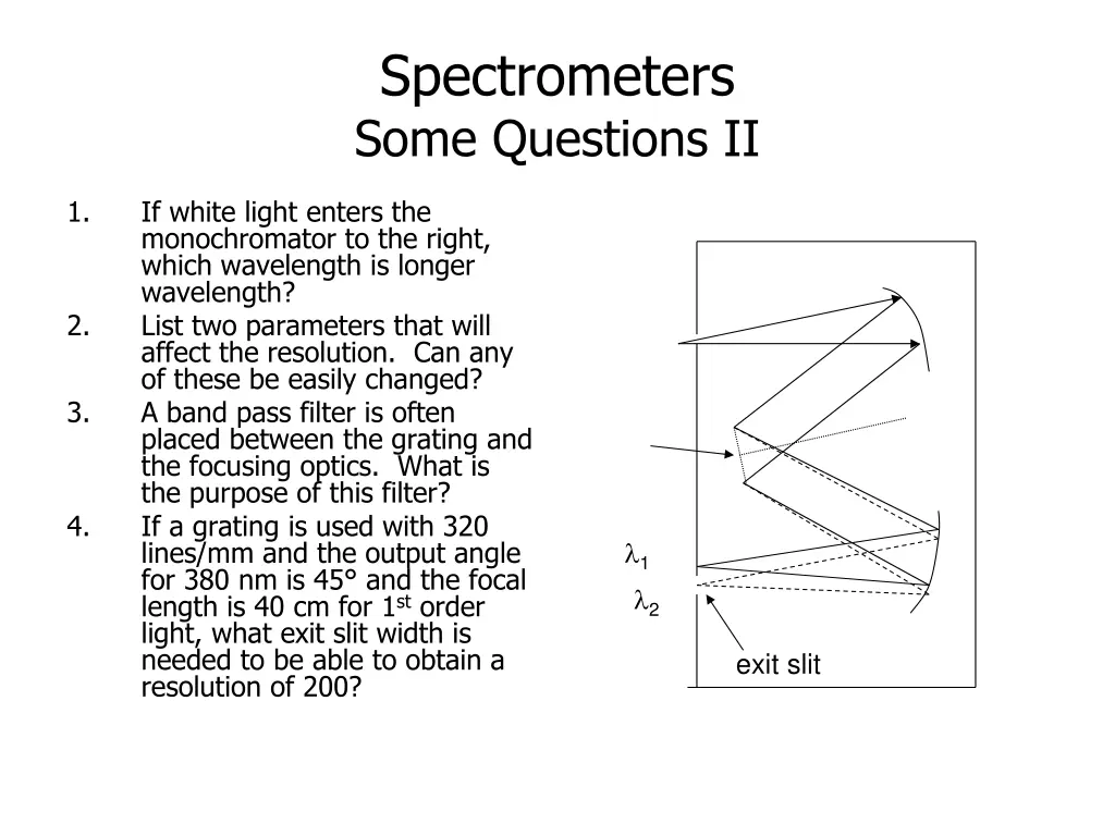 spectrometers some questions ii