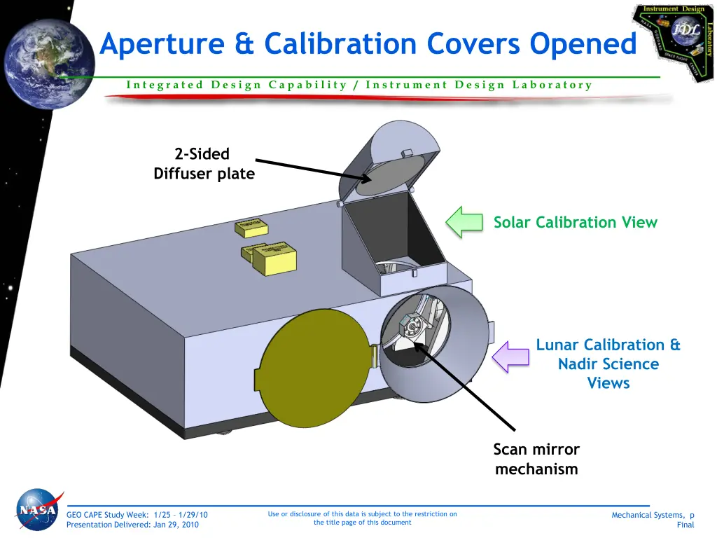 aperture calibration covers opened